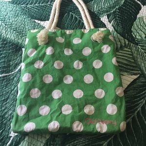 OLD NAVY GREEN/PINK POLKA DOT/STRIPES SML TOTE BAG